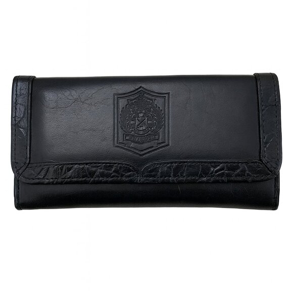 BELLE ROSE Navy Leather Wallet with Embossed Logo - Picture 1 of 5